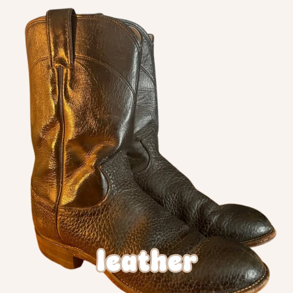 Justin Men's 6 B Narrow Black Leather Roper Western Boots Style 3187 Slim Fit
